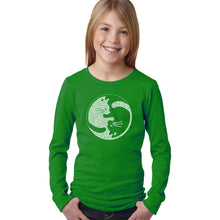 Load image into Gallery viewer, Yin Yang Cat  - Girl&#39;s Word Art Long Sleeve