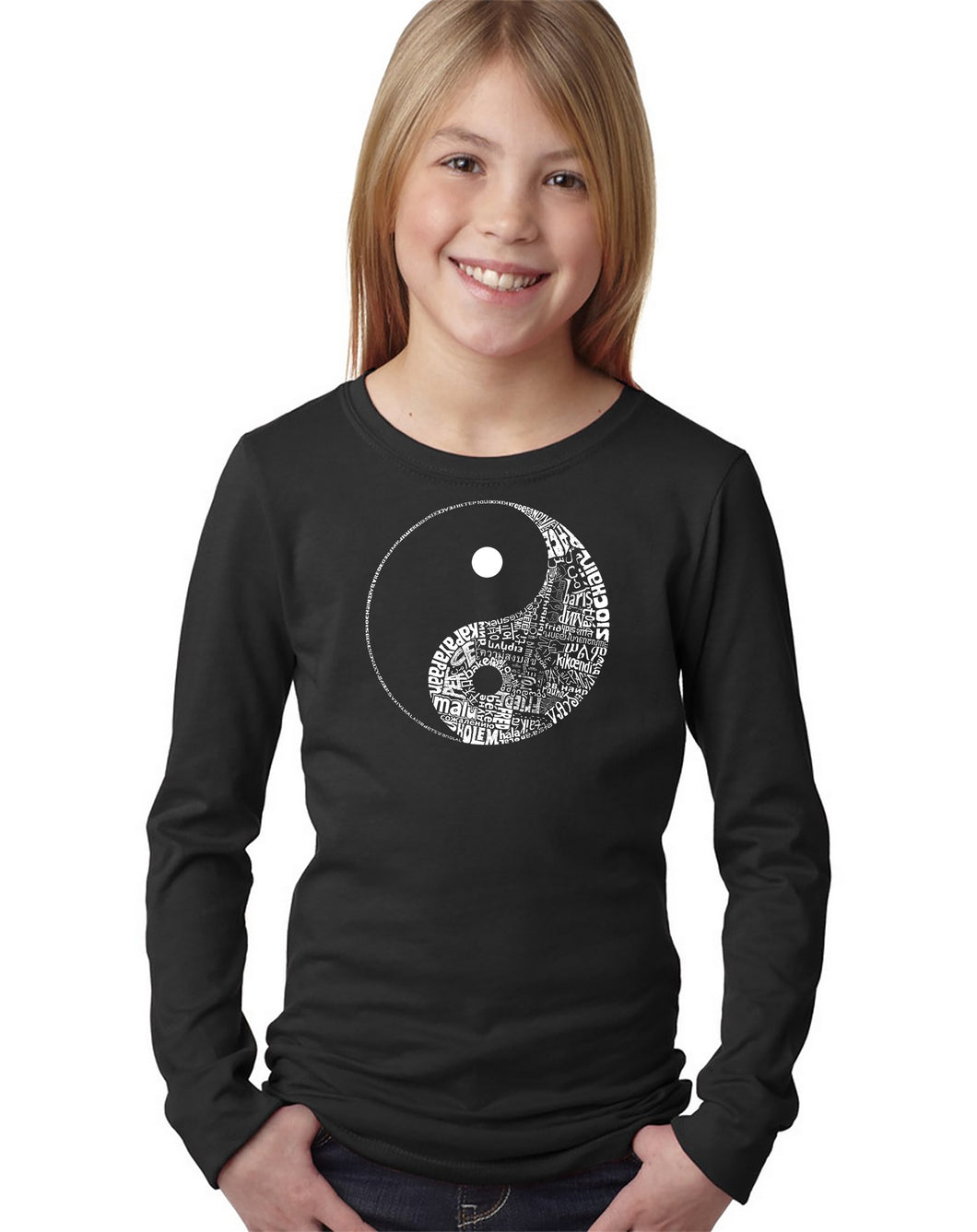 LA Pop Art Girl's Word Art Long Sleeve - YIN YANG