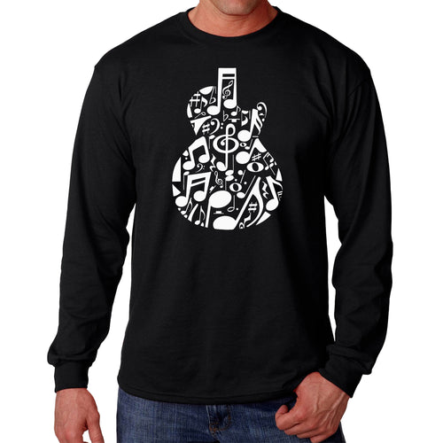 Music Notes Guitar - Men's Word Art Long Sleeve T-Shirt