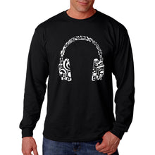 Load image into Gallery viewer, Music Note Headphones - Men&#39;s Word Art Long Sleeve T-Shirt