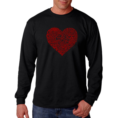 Country Music Heart - Men's Word Art Long Sleeve T-Shirt