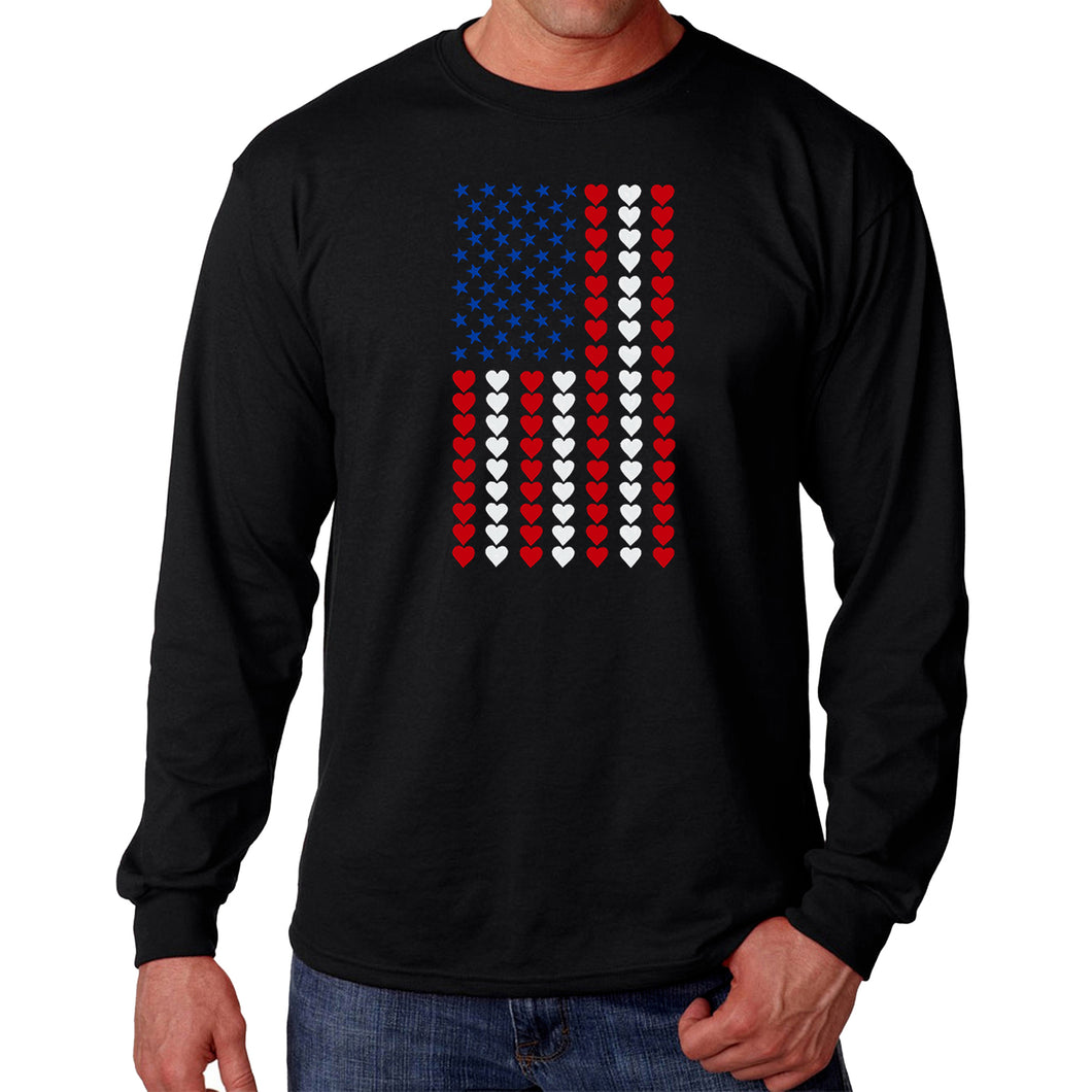 Heart Flag - Men's Word Art Long Sleeve T-Shirt