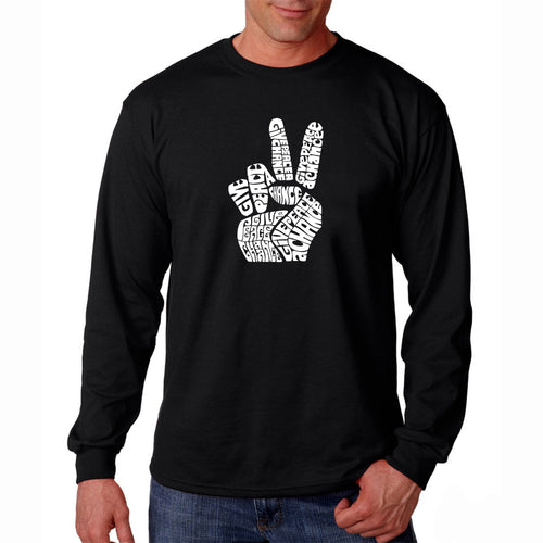 PEACE FINGERS - Men's Word Art Long Sleeve T-Shirt