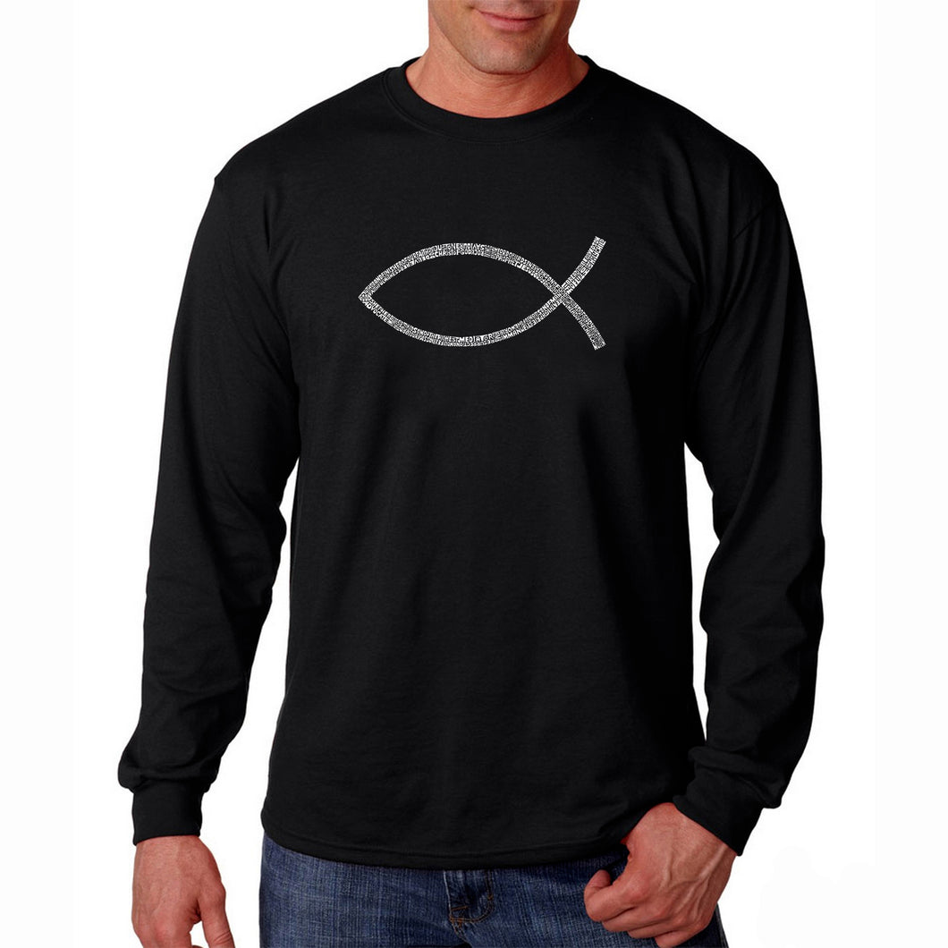 JESUS FISH - Men's Word Art Long Sleeve T-Shirt