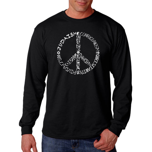 Different Faiths peace sign - Men's Word Art Long Sleeve T-Shirt