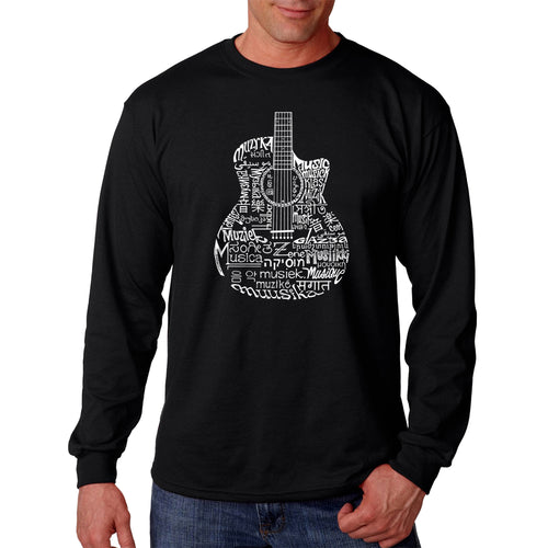 Languages Guitar - Men's Word Art Long Sleeve T-Shirt