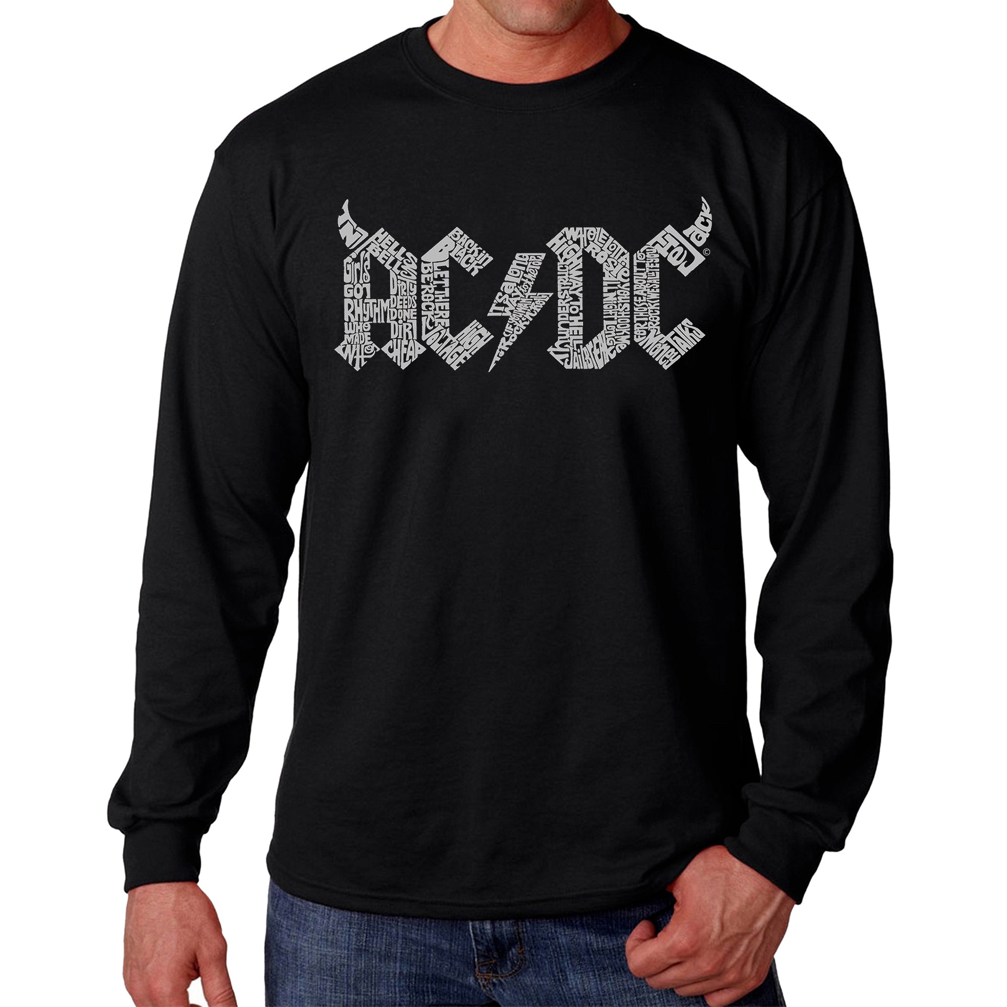 LA Pop Art Men's Word Art Long Sleeve T-shirt ACDC