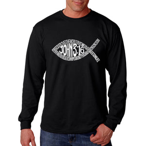 John 3:16 Fish Symbol - Men's Word Art Long Sleeve T-Shirt