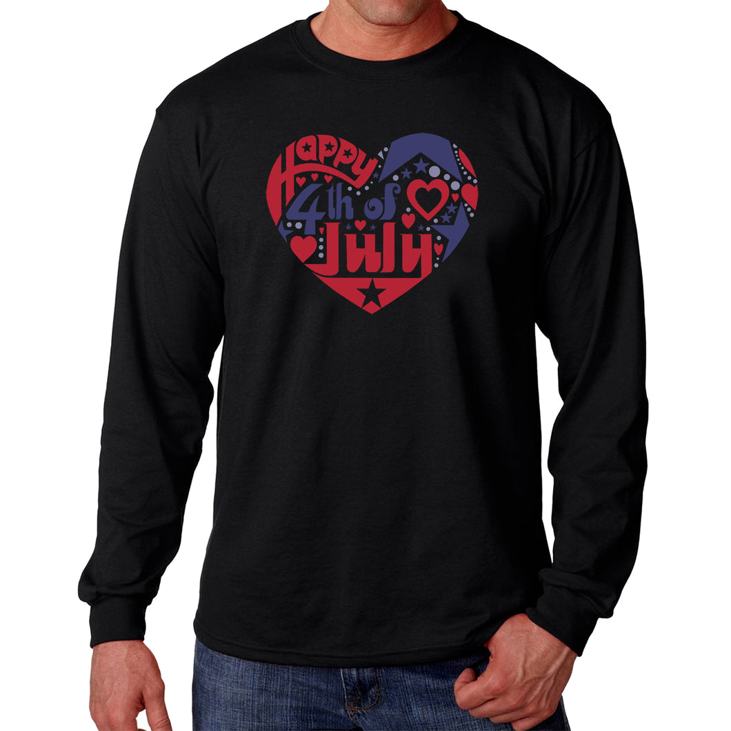 Men's Word Art Long Sleeve T-shirt - July 4th Heart