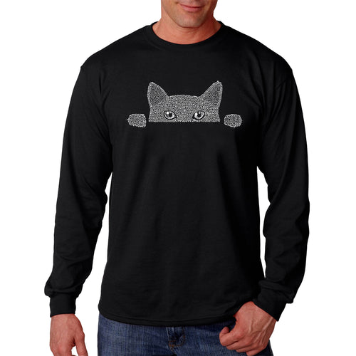 Peeking Cat - Men's Word Art Long Sleeve T-Shirt