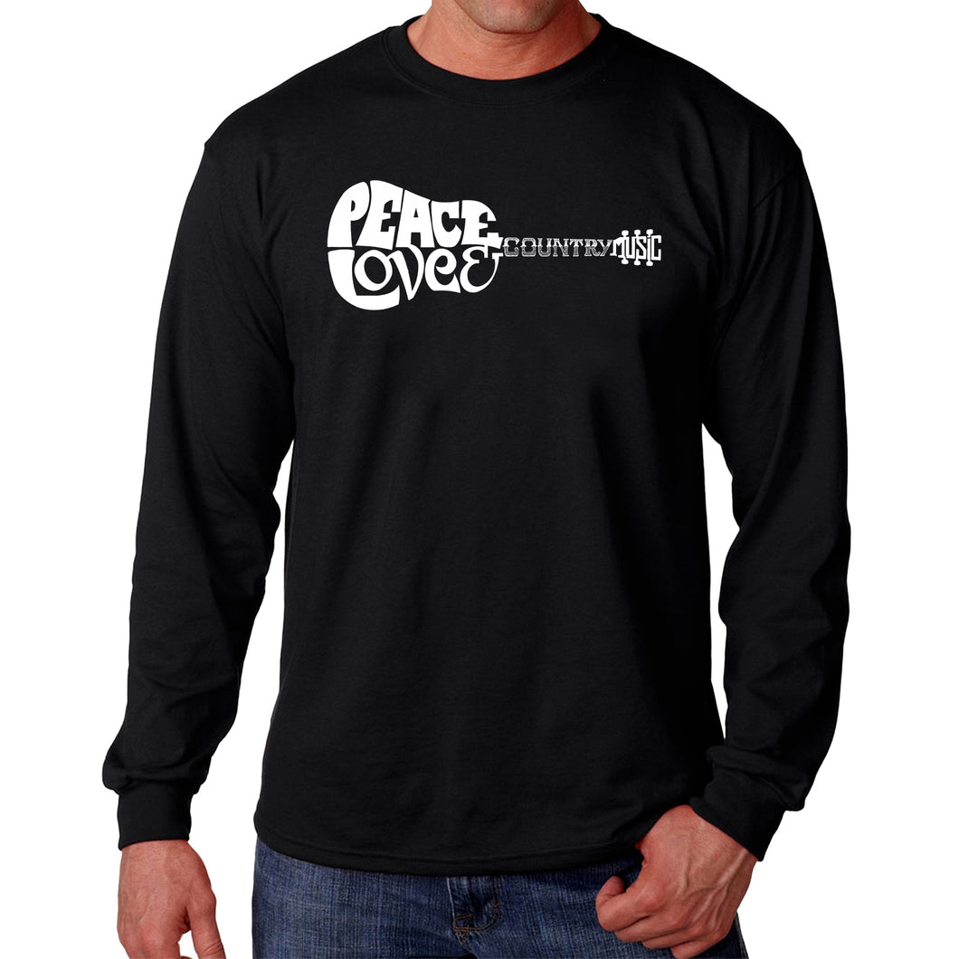 Peace Love Country  - Men's Word Art Long Sleeve T-Shirt