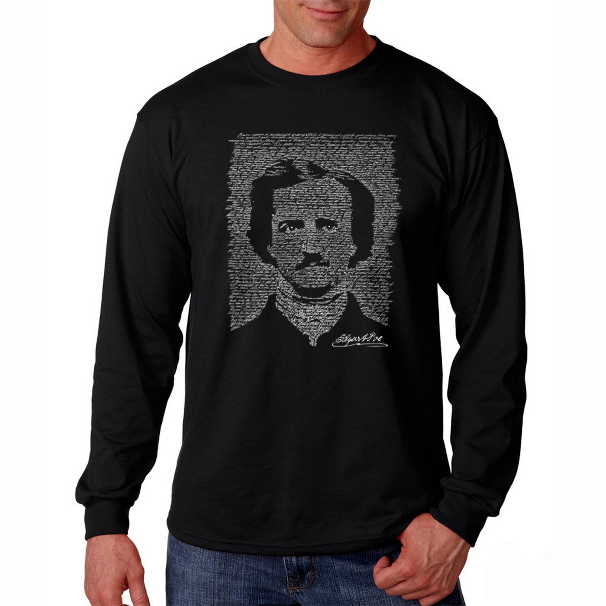 Tribal T-Shirts Maglietta Donna Edgar Allan Poe The Raven, 100% Cotone, Nero, Vestibilità Aderente, Serigrafata