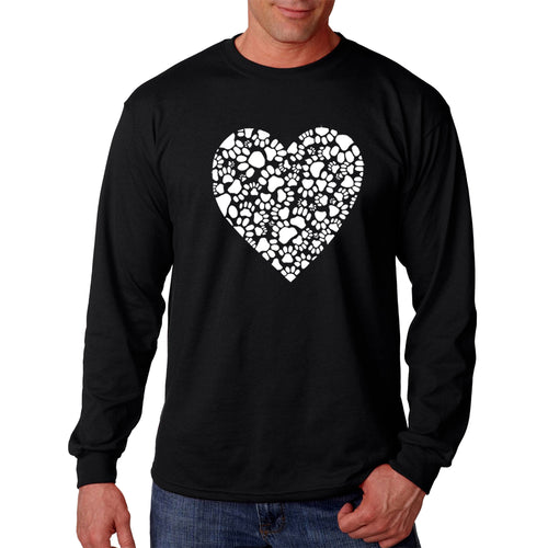 Paw Prints Heart  - Men's Word Art Long Sleeve T-Shirt
