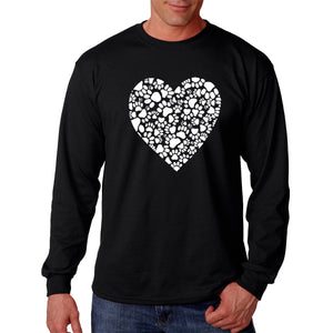 Paw Prints Heart  - Men's Word Art Long Sleeve T-Shirt