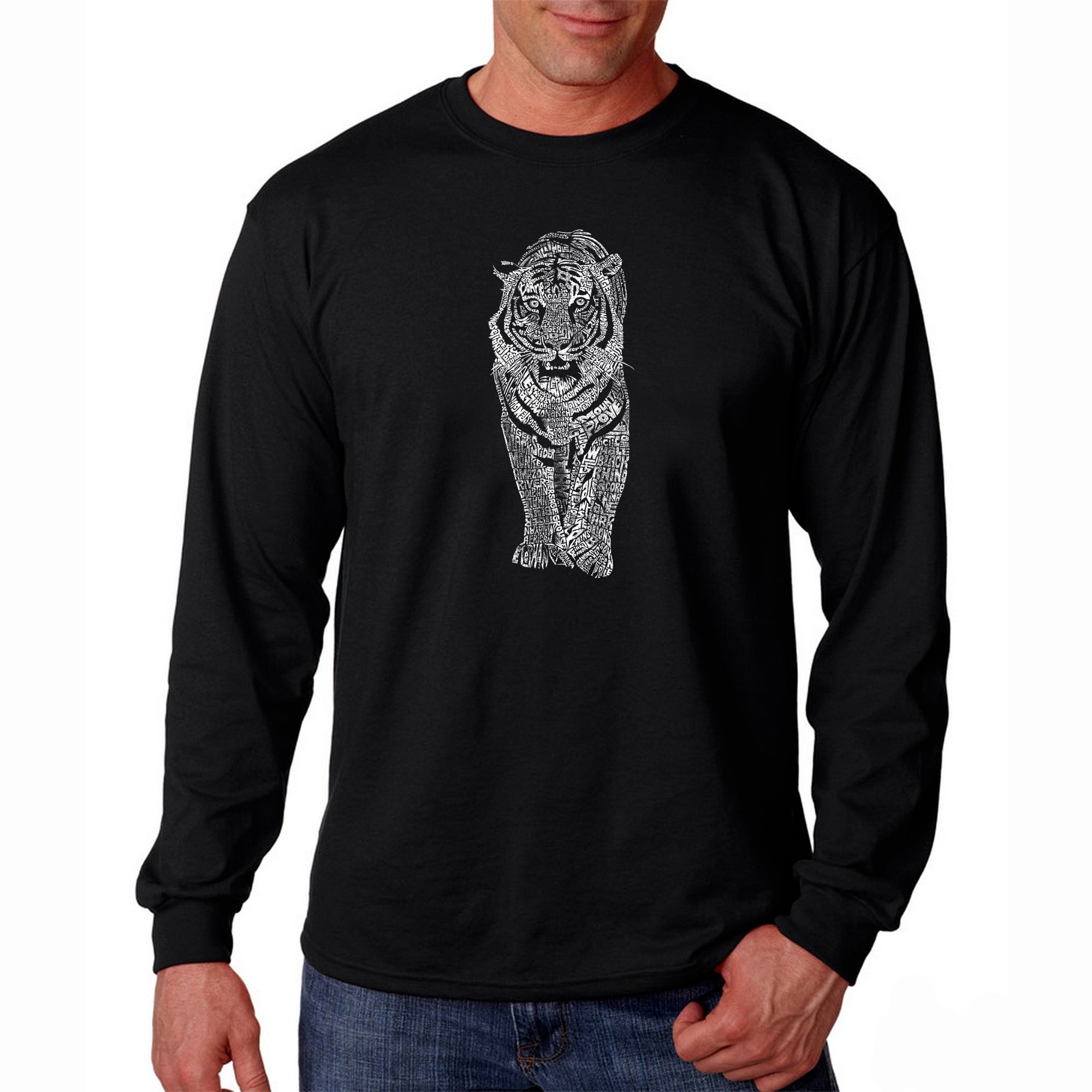 Tiger - Men's Word Art Long Sleeve T-Shirt Small / Black