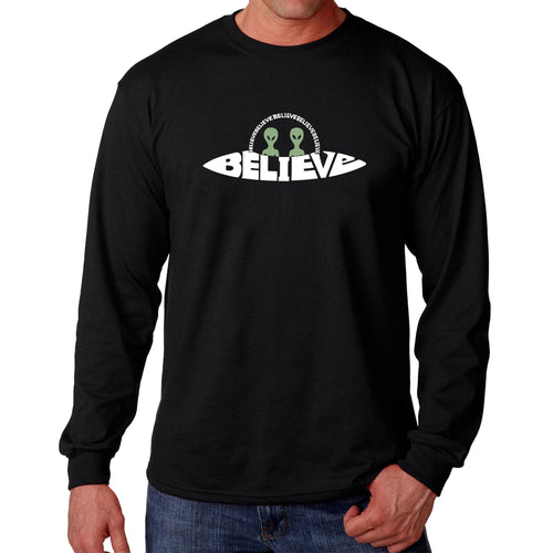 Believe UFO - Men's Word Art Long Sleeve T-Shirt