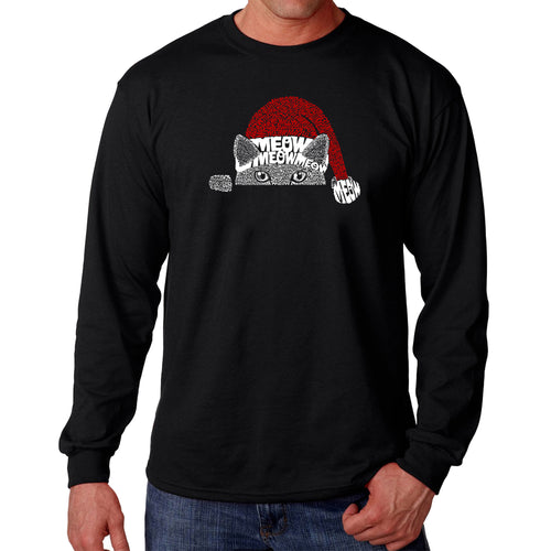 Christmas Peeking Cat - Men's Word Art Long Sleeve T-Shirt
