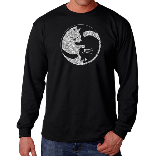 Yin Yang Cat  - Men's Word Art Long Sleeve T-Shirt