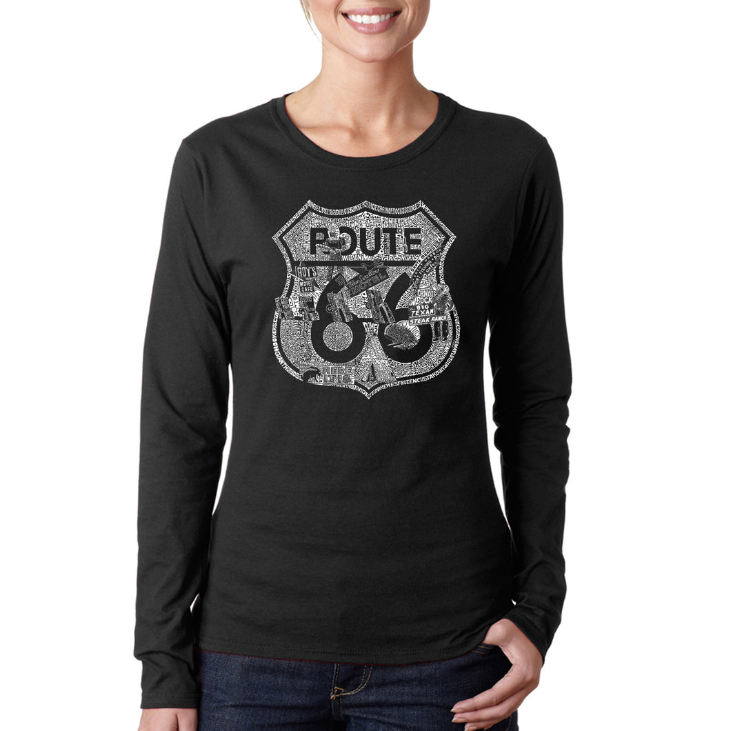 Stops Along Route 66 - Women's Word Art Long Sleeve T-Shirt