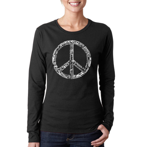 THE WORD PEACE IN 77 LANGUAGES - Women's Word Art Long Sleeve T-Shirt