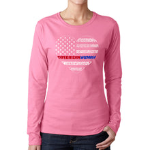 Load image into Gallery viewer, American Woman  - Women&#39;s Word Art Long Sleeve T-Shirt