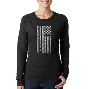 National Anthem Flag - Women's Word Art Long Sleeve T-Shirt