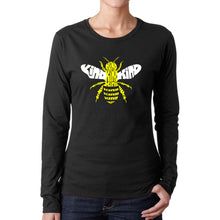 Load image into Gallery viewer, Bee Kind  - Women&#39;s Word Art Long Sleeve T-Shirt