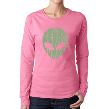 Load image into Gallery viewer, Beware of Humans  - Women&#39;s Word Art Long Sleeve T-Shirt