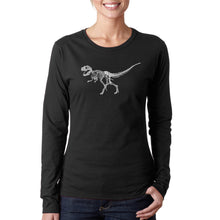 Load image into Gallery viewer, Dinosaur TRex Skeleton - Women&#39;s Word Art Long Sleeve T-Shirt