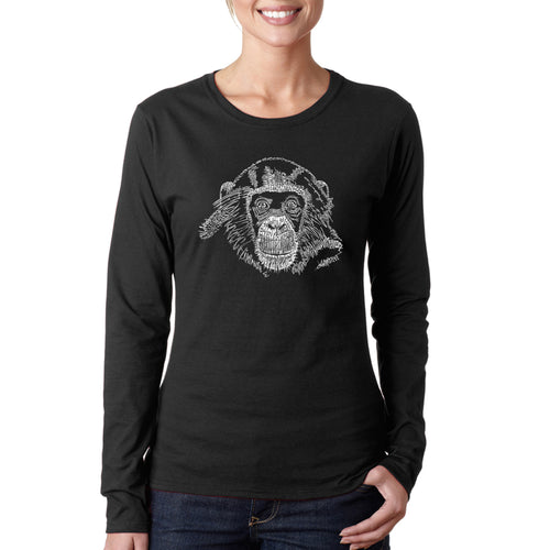 Chimpanzee - Women's Word Art Long Sleeve T-Shirt