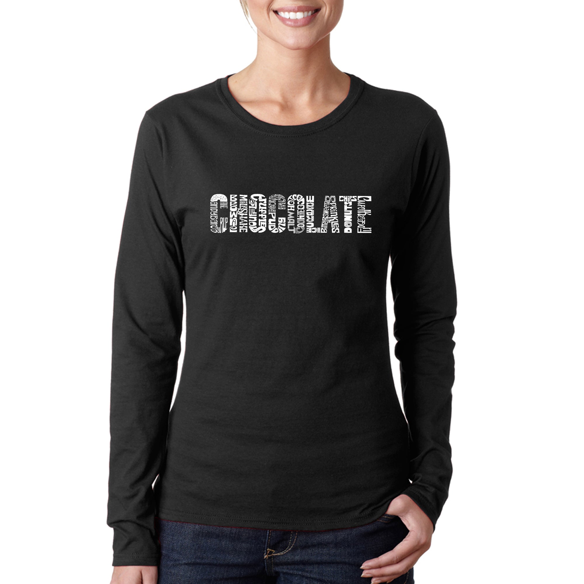 Different foods made with chocolate - Women's Word Art Long Sleeve