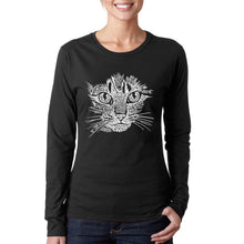 Load image into Gallery viewer, Cat Face -  Women&#39;s Word Art Long Sleeve T-Shirt