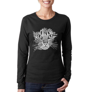 Cat Face -  Women's Word Art Long Sleeve T-Shirt