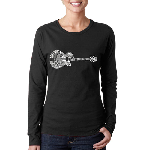 Country Guitar - Women's Word Art Long Sleeve T-Shirt