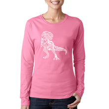 Load image into Gallery viewer, Dino Pics - Women&#39;s Word Art Long Sleeve T-Shirt