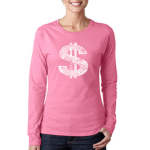 Load image into Gallery viewer, Dollar Sign - Women&#39;s Word Art Long Sleeve T-Shirt