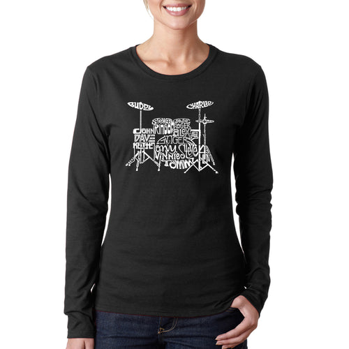 Drums - Women's Word Art Long Sleeve T-Shirt