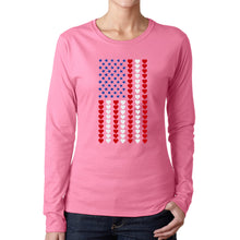 Load image into Gallery viewer, Heart Flag - Women&#39;s Word Art Long Sleeve T-Shirt