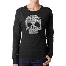 Load image into Gallery viewer, Flower Skull  - Women&#39;s Word Art Long Sleeve T-Shirt
