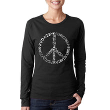 Load image into Gallery viewer, Different Faiths peace sign -  Women&#39;s Word Art Long Sleeve T-Shirt