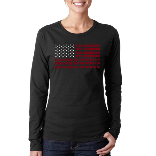 God Bless America - Women's Word Art Long Sleeve T-Shirt