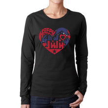 Load image into Gallery viewer, Women&#39;s Word Art Long Sleeve T-Shirt - July 4th Heart