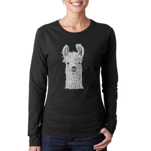 Llama - Women's Word Art Long Sleeve T-Shirt