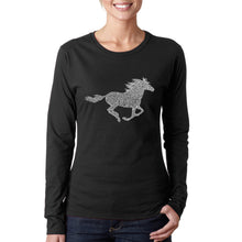Load image into Gallery viewer, Horse Breeds -  Women&#39;s Word Art Long Sleeve T-Shirt