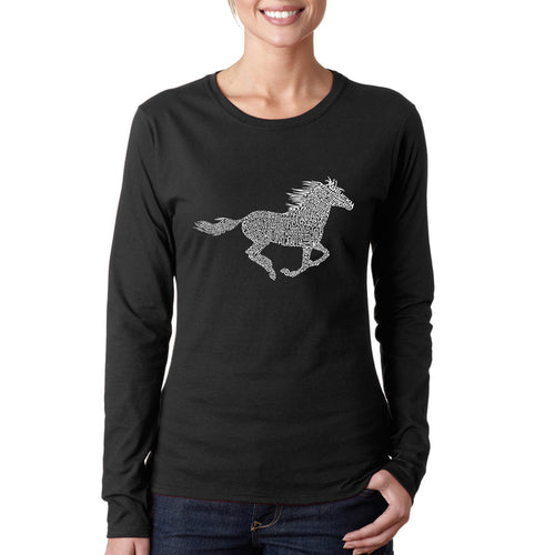 Horse Breeds -  Women's Word Art Long Sleeve T-Shirt