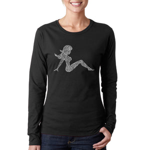 Mudflap Girl Keep on Truckin -  Women's Word Art Long Sleeve T-Shirt