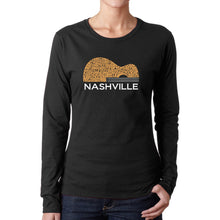 Load image into Gallery viewer, Nashville Guitar - Women&#39;s Word Art Long Sleeve T-Shirt