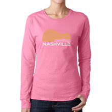 Load image into Gallery viewer, Nashville Guitar - Women&#39;s Word Art Long Sleeve T-Shirt
