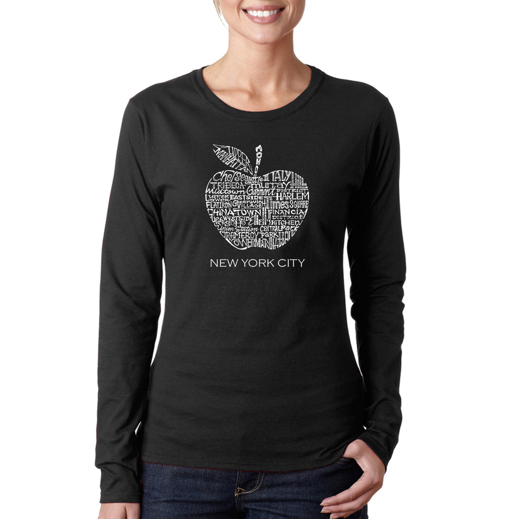 Neighborhoods in NYC - Women's Word Art Long Sleeve T-Shirt