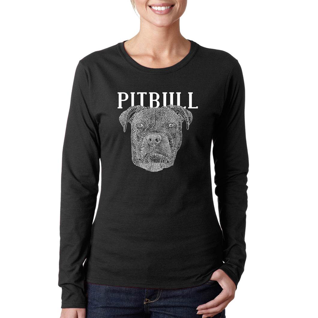 Pitbull Face - Women's Word Art Long Sleeve T-Shirt